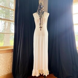 Maxi Slip with Vintage Crochet & Lace